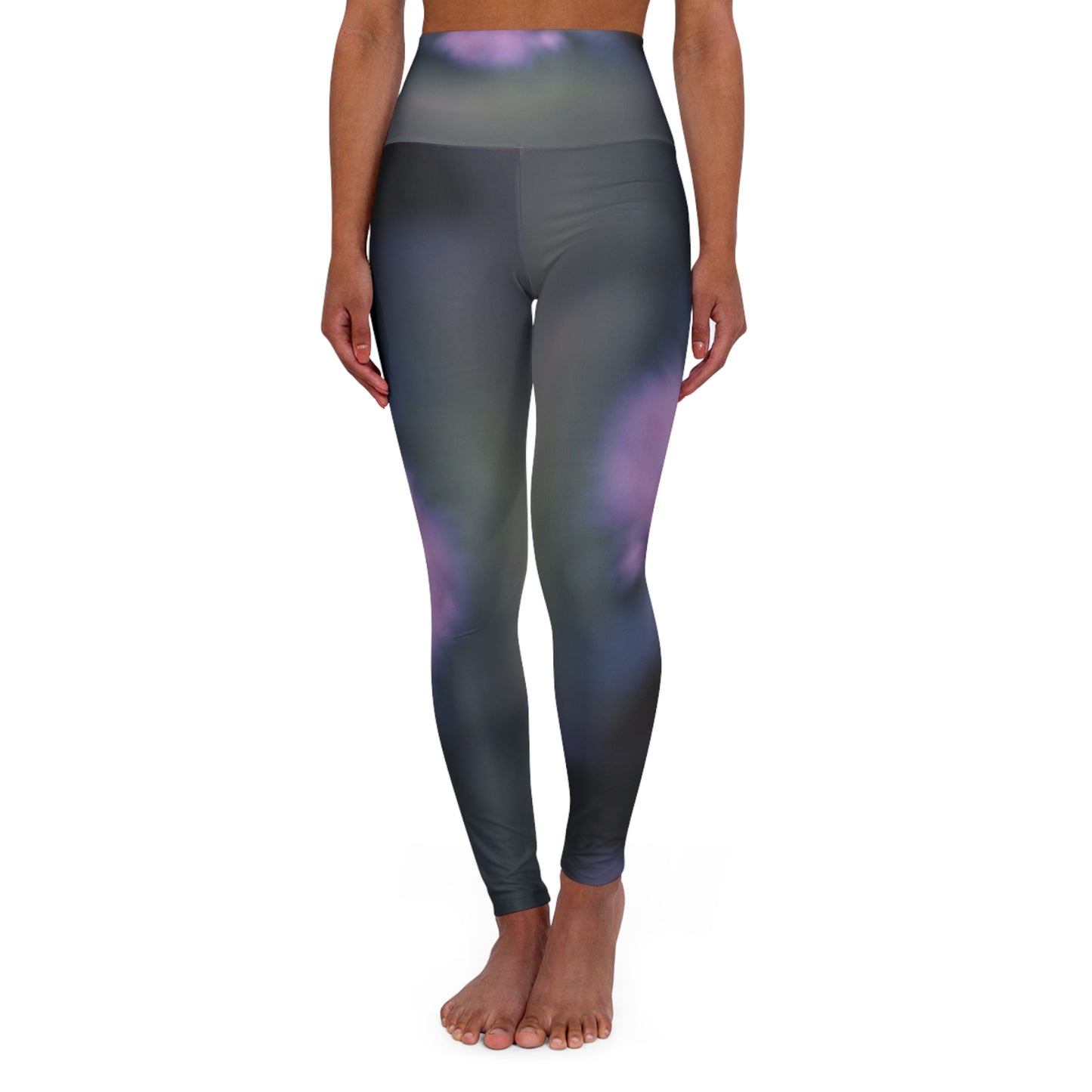Purple Lotus Flower Artistic Abstract Skinny Fit High Waisted Yoga Leggings, Expertly Crafted in the USA
