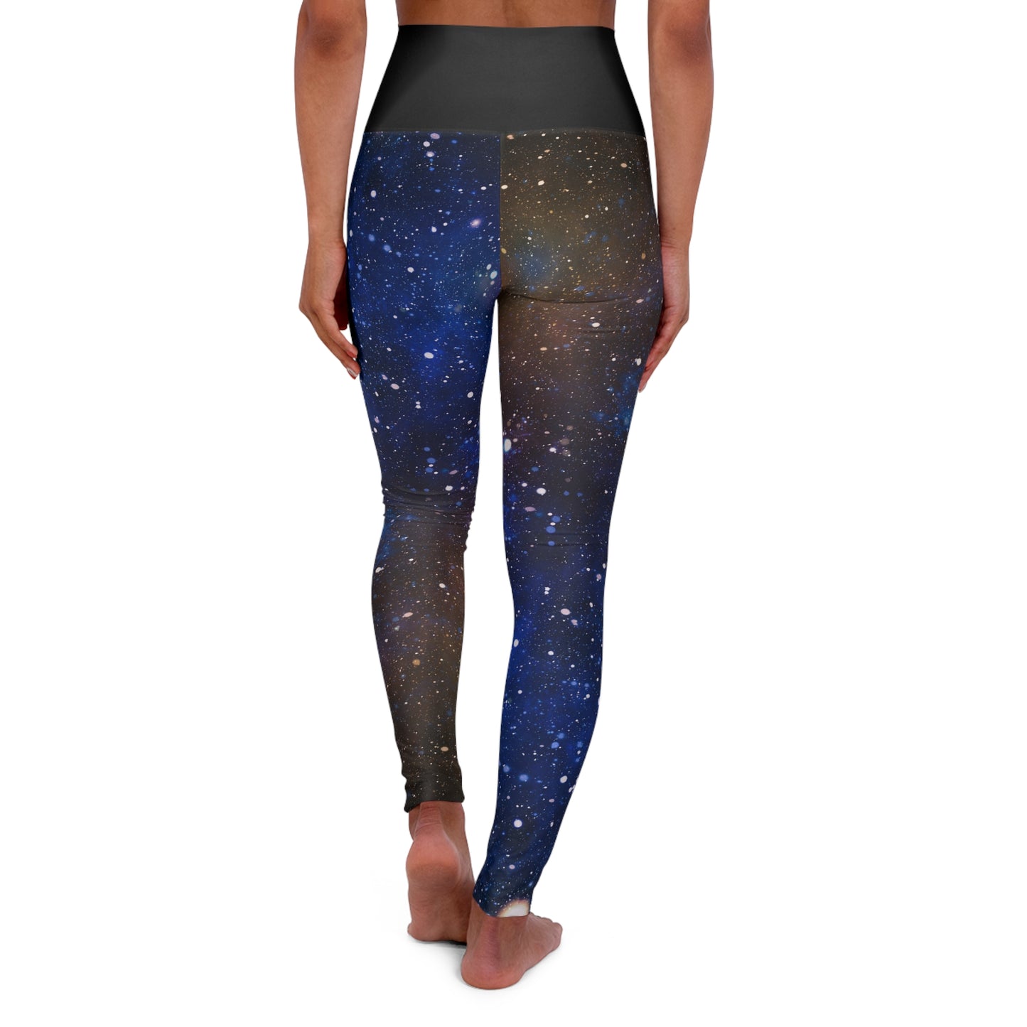 Dark Starry Cosmos Nebula Abstract Skinny Fit High Waisted Yoga Leggings, Expertly Crafted in the USA