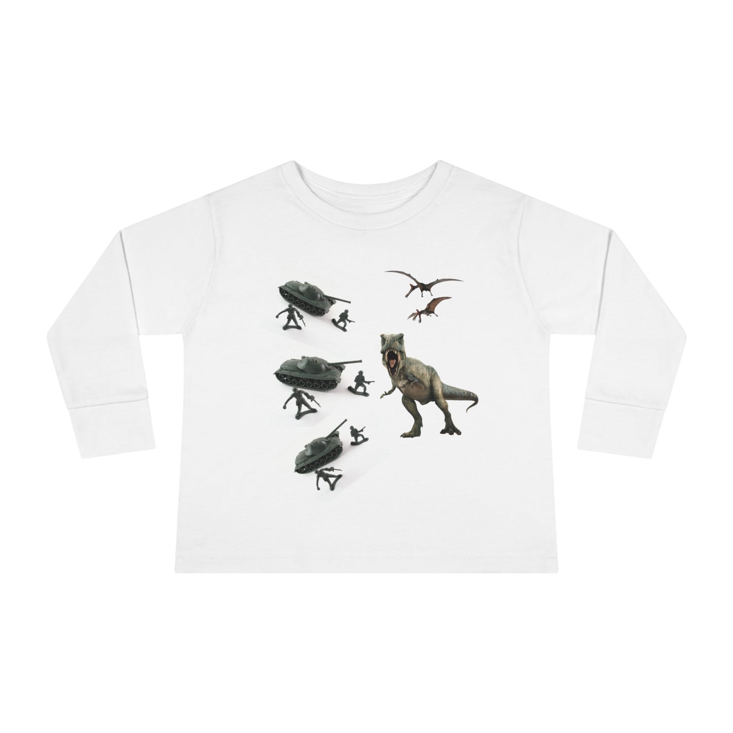 Dinosaurs vs Army Guys Toddler Long Sleeve Tee