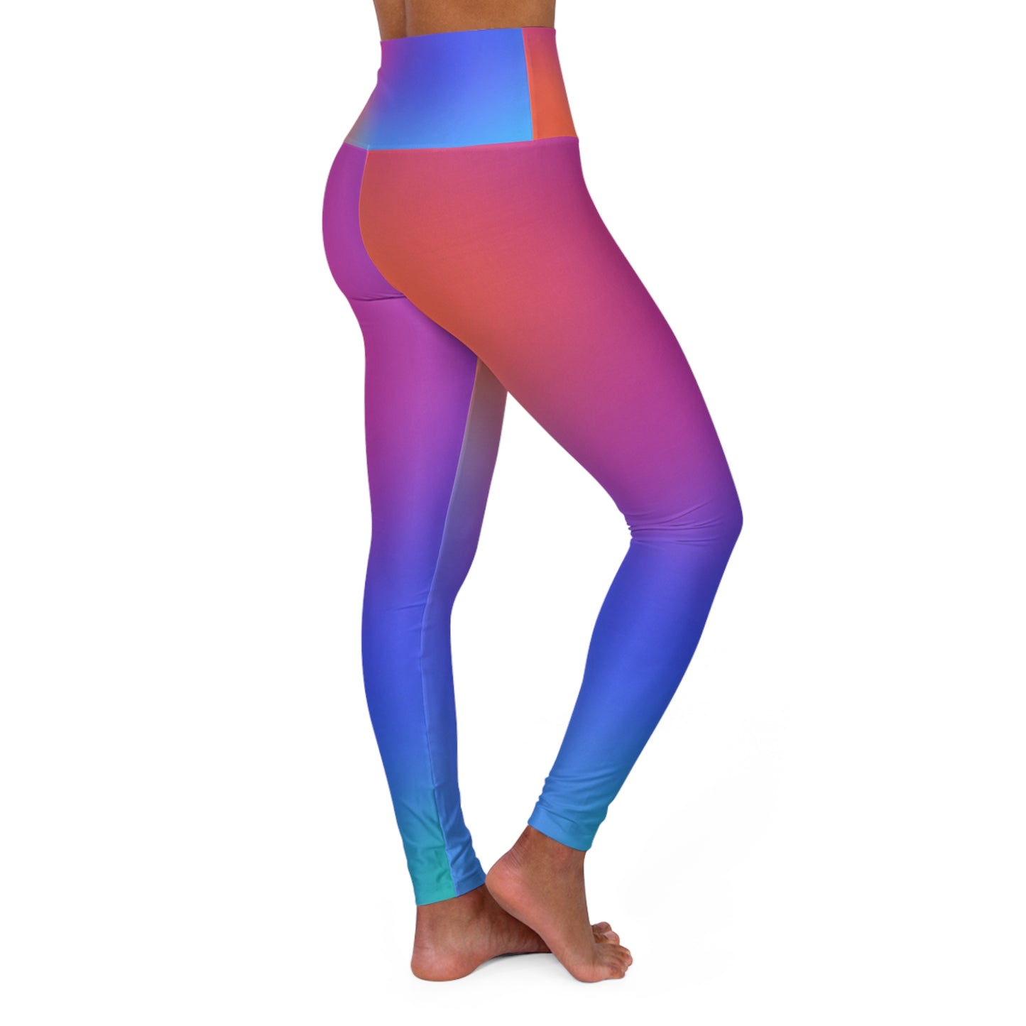 Rainbow Slide Artistic Abstract Skinny Fit High Waisted Yoga Leggings, Expertly Crafted in the USA