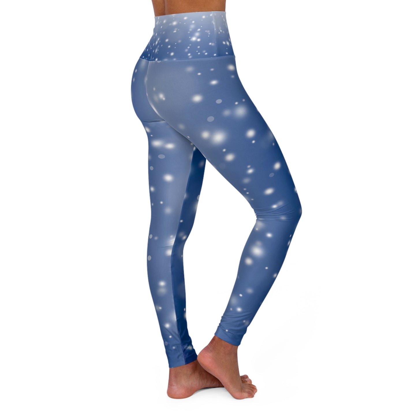 Blue Starry Sky Abstract Skinny Fit High Waisted Yoga Leggings, Expertly Crafted in the USA