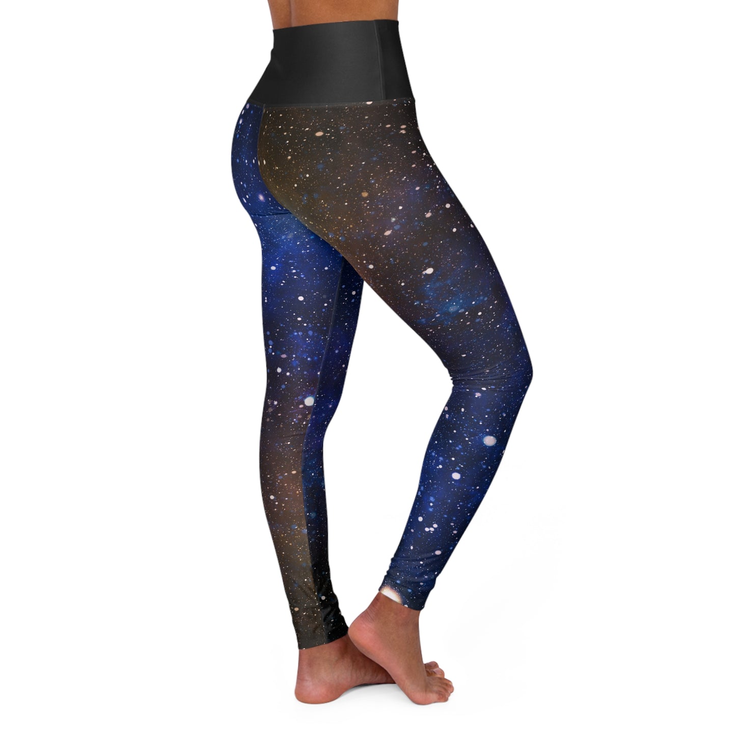 Dark Starry Cosmos Nebula Abstract Skinny Fit High Waisted Yoga Leggings, Expertly Crafted in the USA