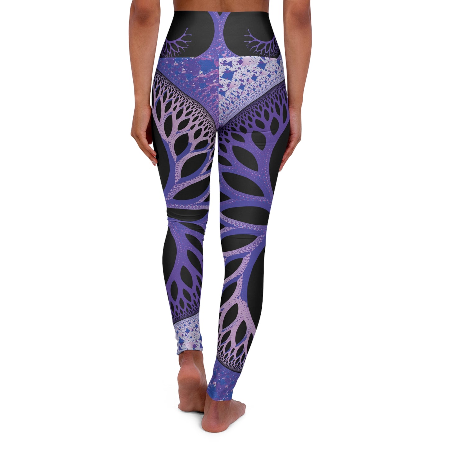 Purple Tree of Life Abstract Skinny Fit High Waisted Yoga Leggings, Expertly Crafted in the USA