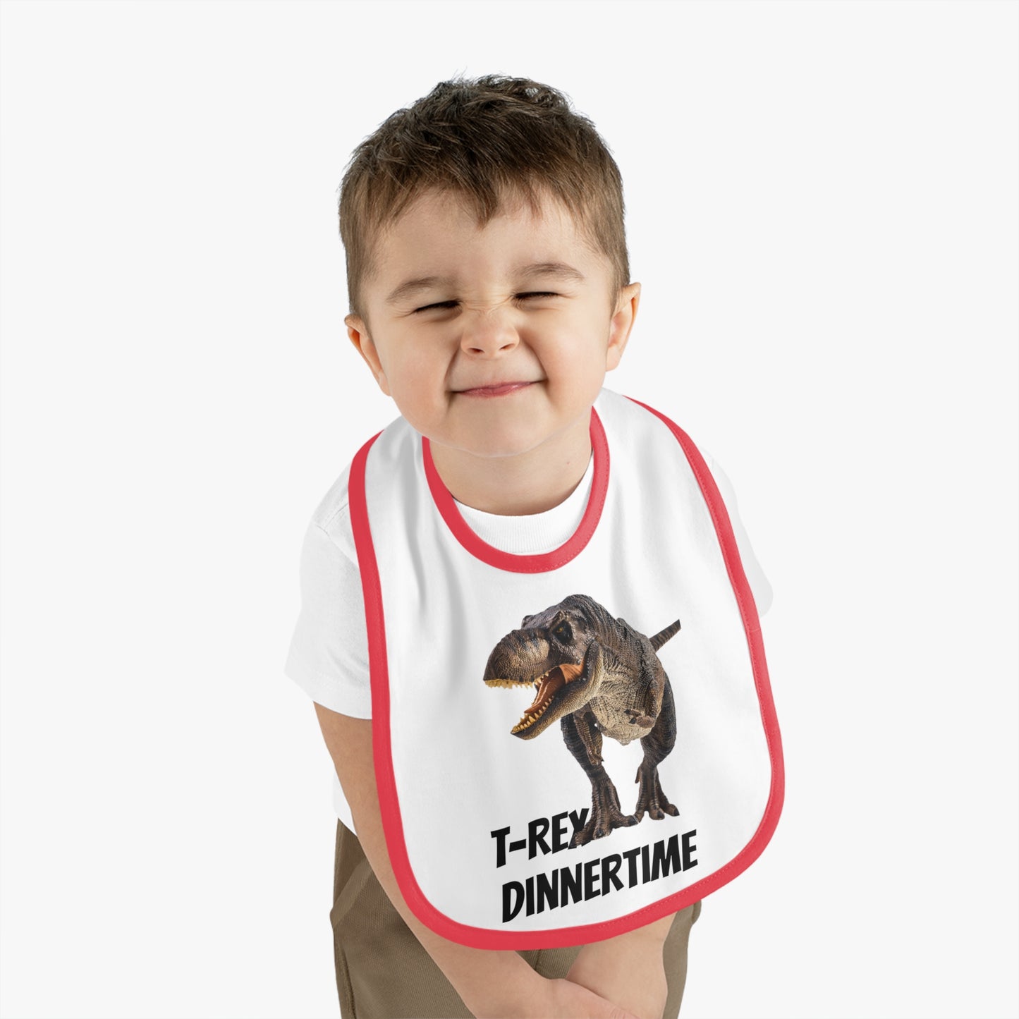 Dinosaur T Rex 3 Dinnertime Baby Boy Jersey Bib