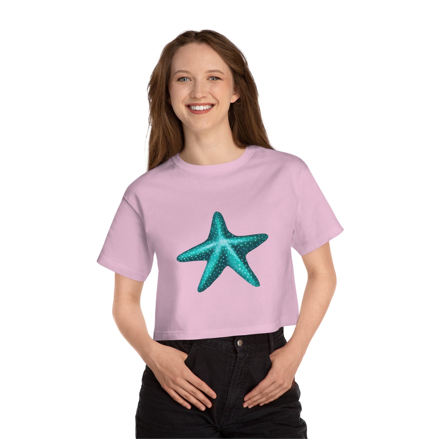 Blue Starfish Ocean LIfe Cropped T-Shirt