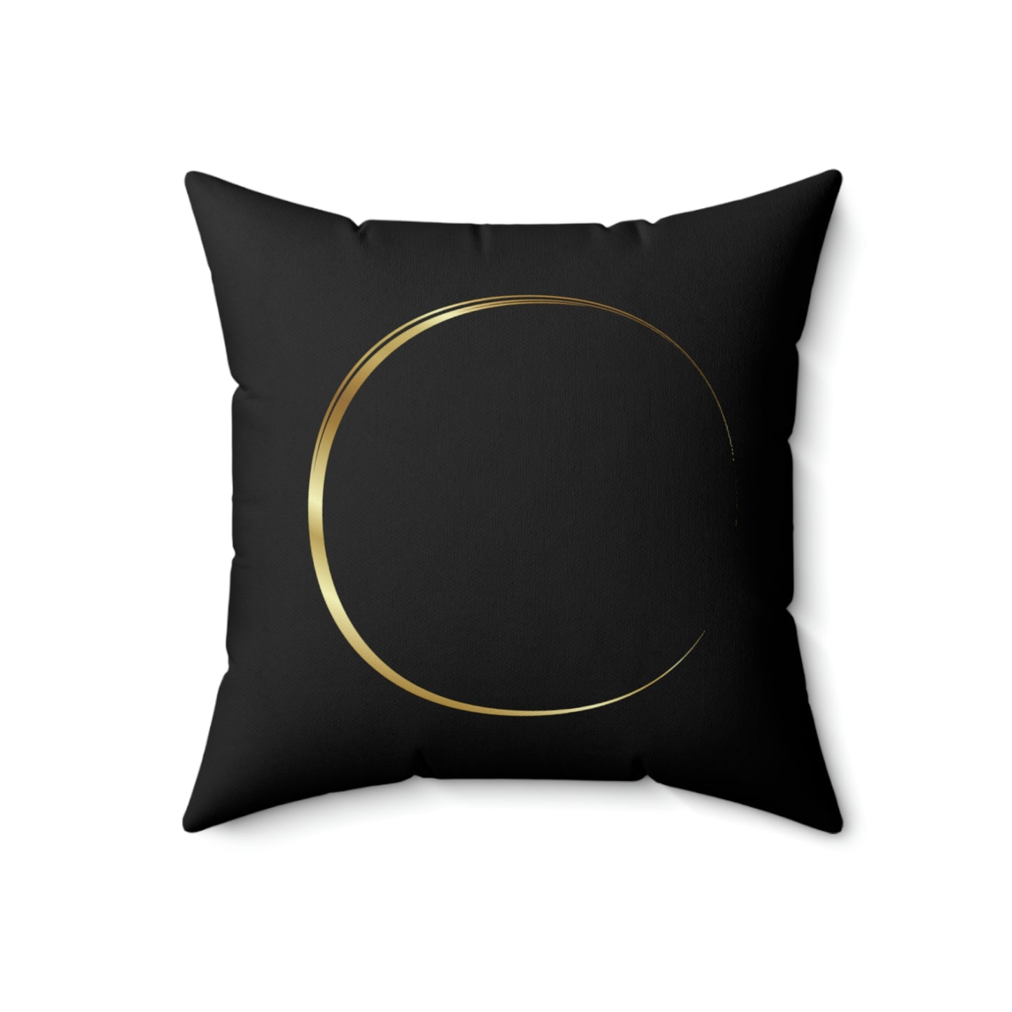 Crescent Moon Black & Gold Spun Polyester Square Pillow