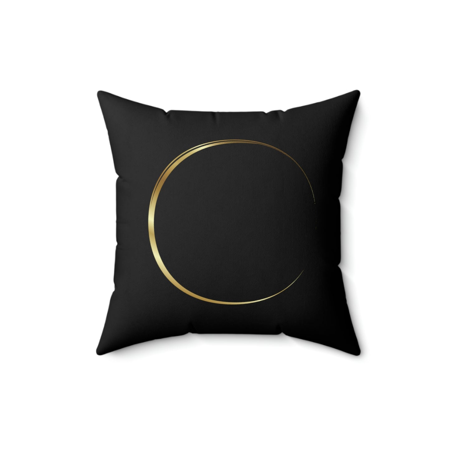 Crescent Moon Black & Gold Spun Polyester Square Pillow